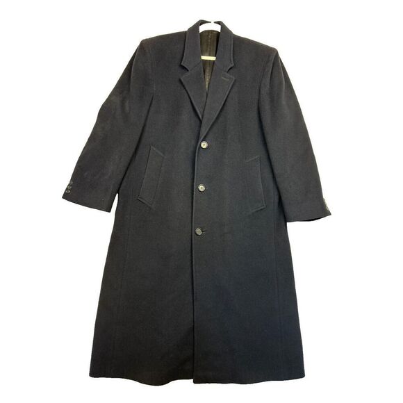 Allyn Saint George Mens Black Cashmere Blend Notch Lapel Trench Coat Size 38 - Picture 1 of 14
